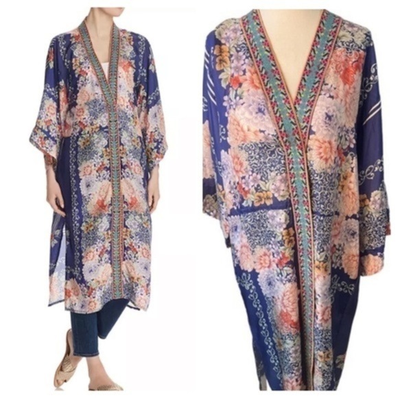 Full length 100% silk Johnny Was ornate Blati kimono NWT